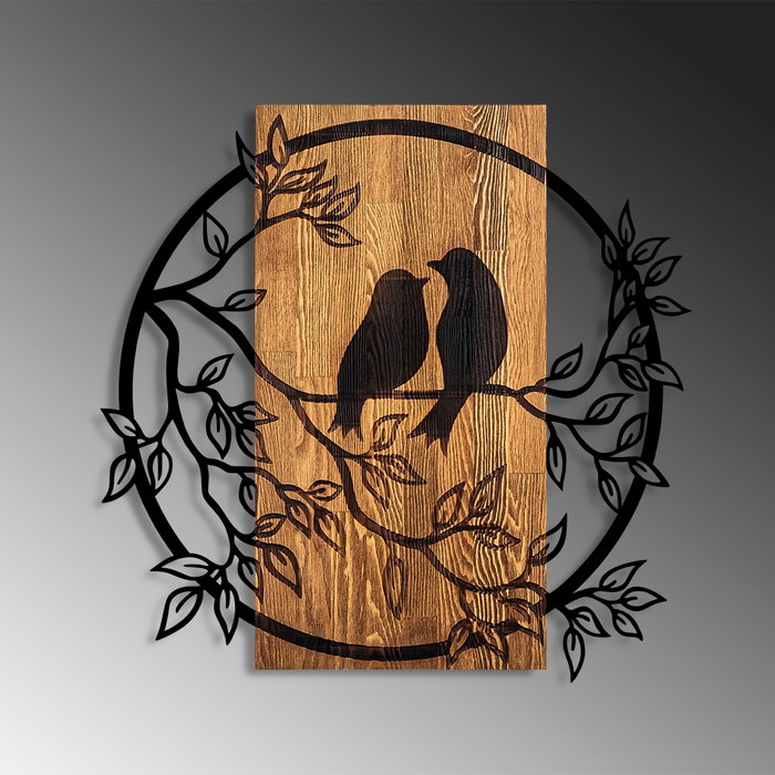 Wallity Couple Birds Escultura de Pared en Nogal y Negro Wallity Couple Birds Escultura de Pared en Nogal y Negro